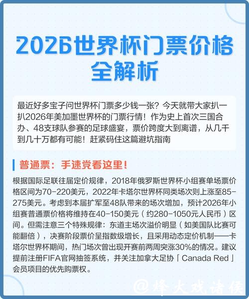 2026美加墨世界杯门票价格及购票指南